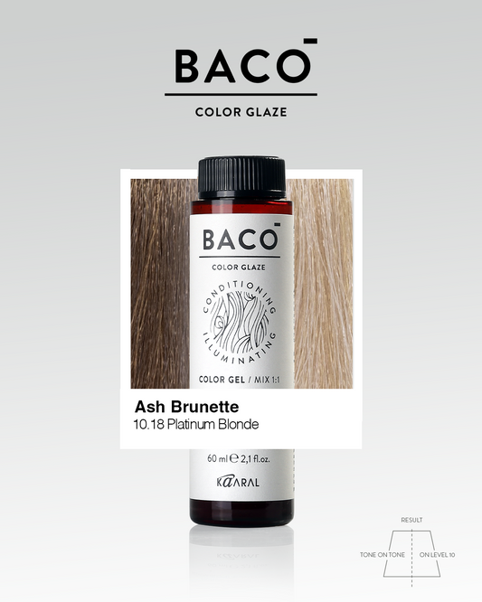 BACO COLOR GLAZE - 10.18 (10Ab) PLATINUM BLONDE ASH BRUNETTE