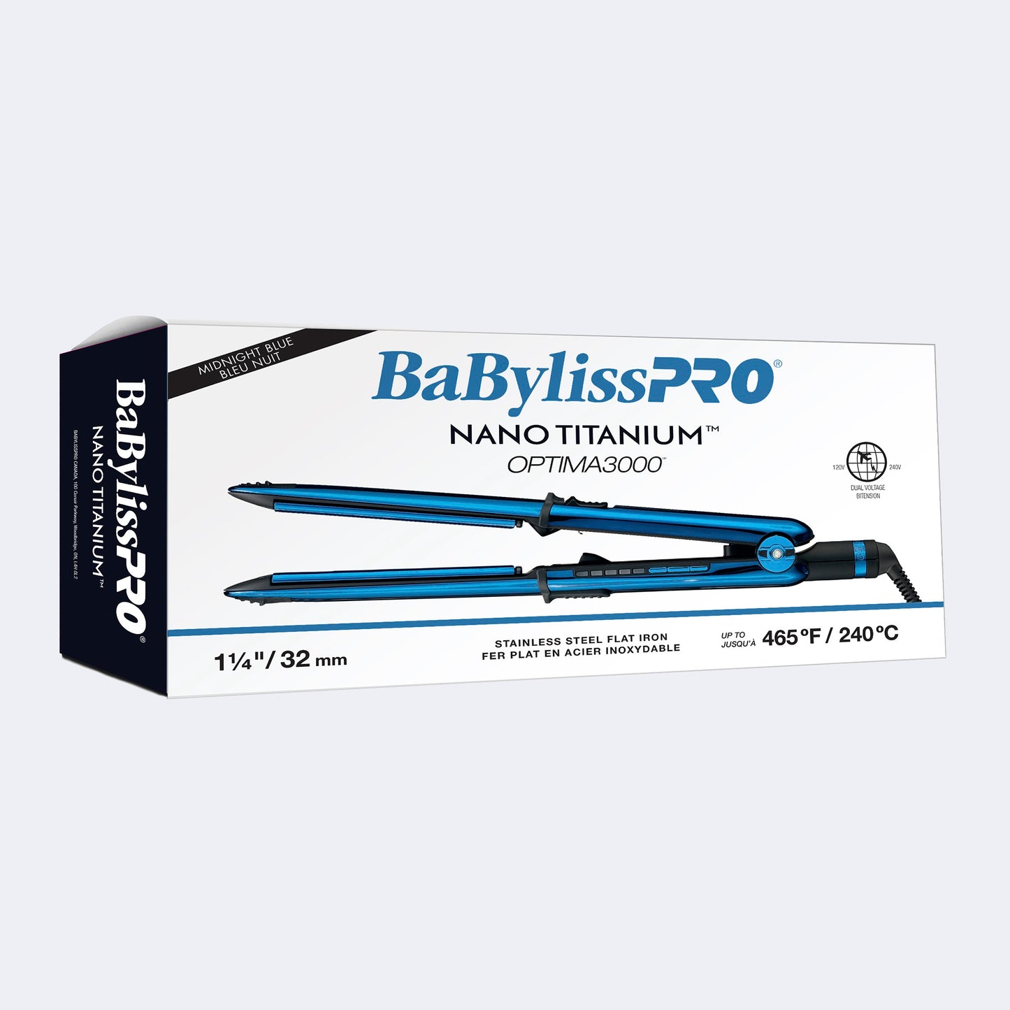 RETAIL BABYLISSPRO® NANO TITANIUM™ OPTIMA 1-1/4” STAINLESS STEEL FLAT IRON