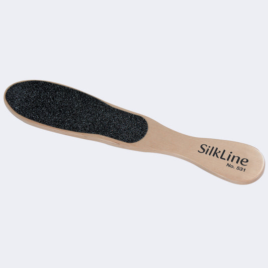 RETAIL SILKLINE™ PROFESSIONAL TWO-SIDED FOOT FILE WITH OAK WOOD HANDLE