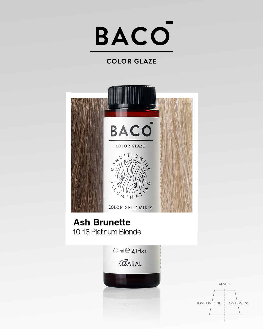 BACO COLOR GLAZE - 10.18 (10Ab) PLATINUM BLONDE ASH BRUNETTE