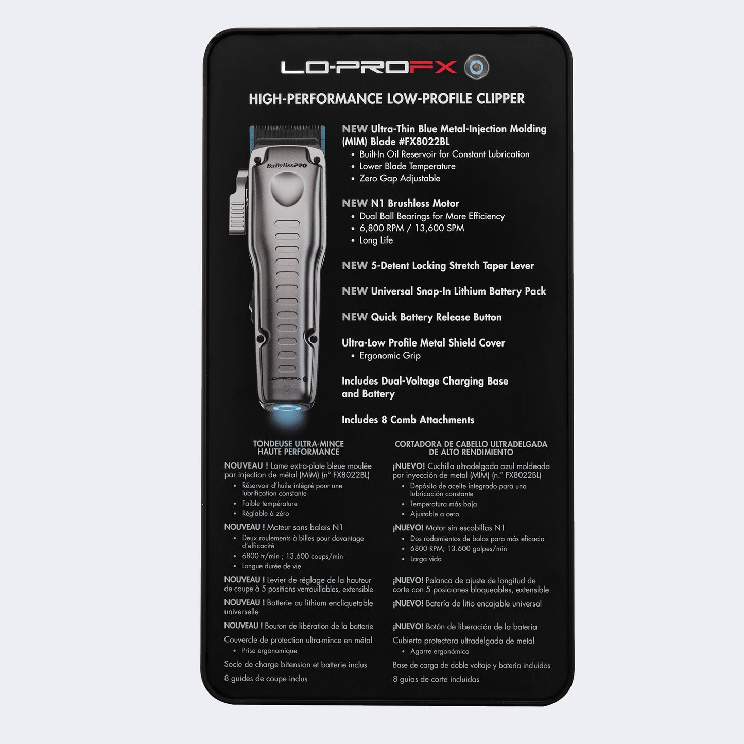 RETAIL BABYLISSPRO® FXONE™ LO-PROFX HIGH PERFORMANCE LOW-PROFILE CLIPPER (SILVER)