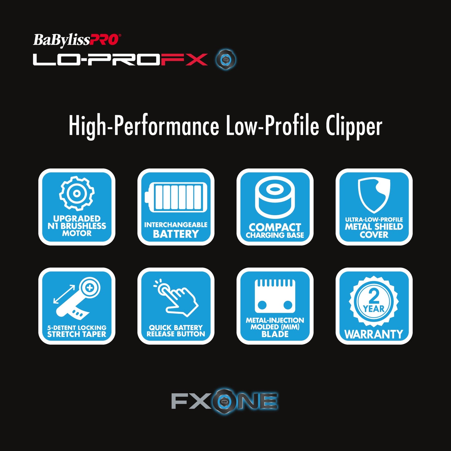 RETAIL BABYLISSPRO® FXONE™ LO-PROFX HIGH PERFORMANCE LOW-PROFILE CLIPPER (SILVER)