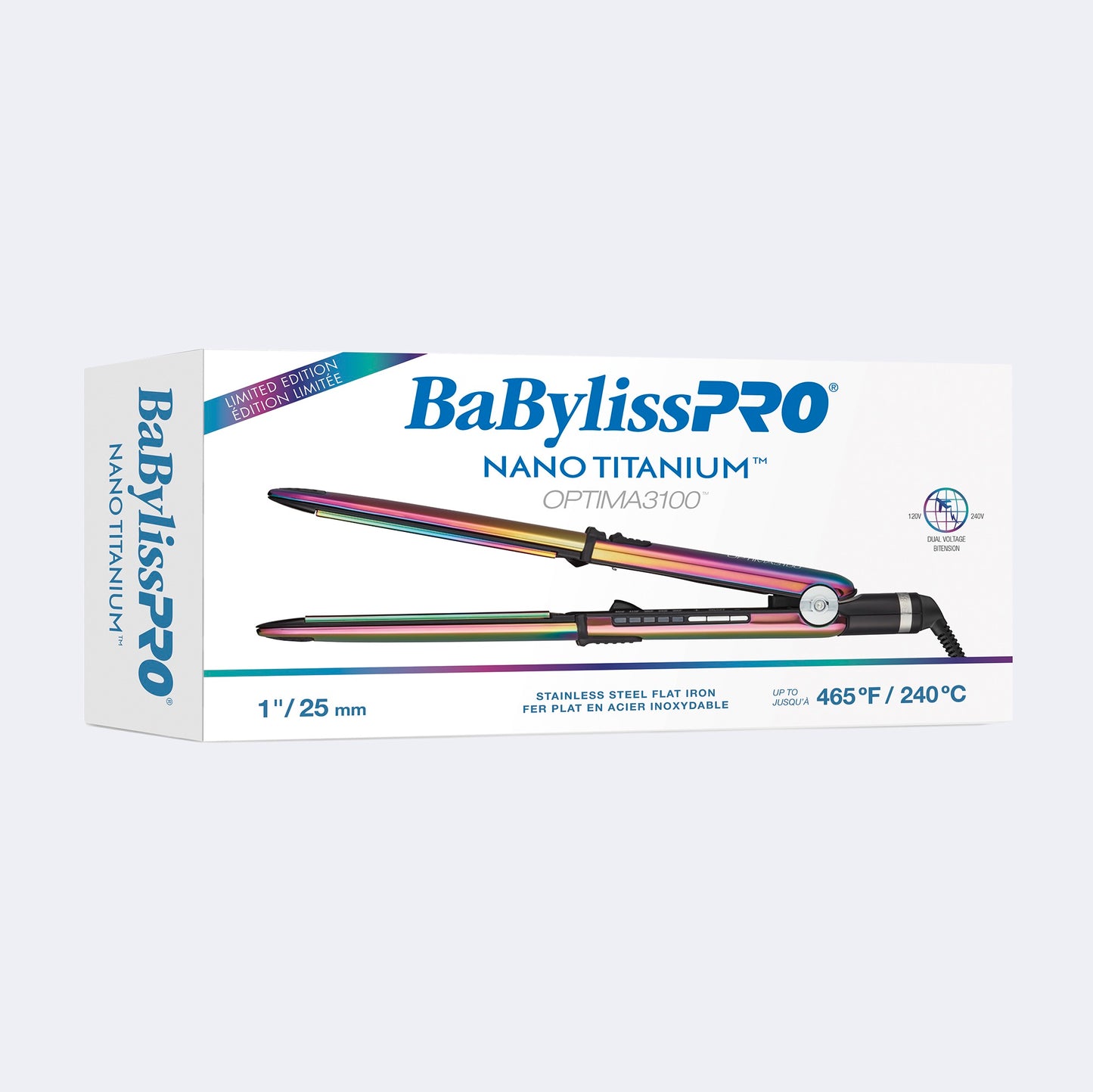 BABYLISSPRO® NANO TITANIUM™ OPTIMA 1” STAINLESS STEEL FLAT IRON (LIMITED EDITION)